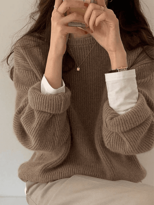 Lina - Pull minimaliste à col rond - Confortable pour femme