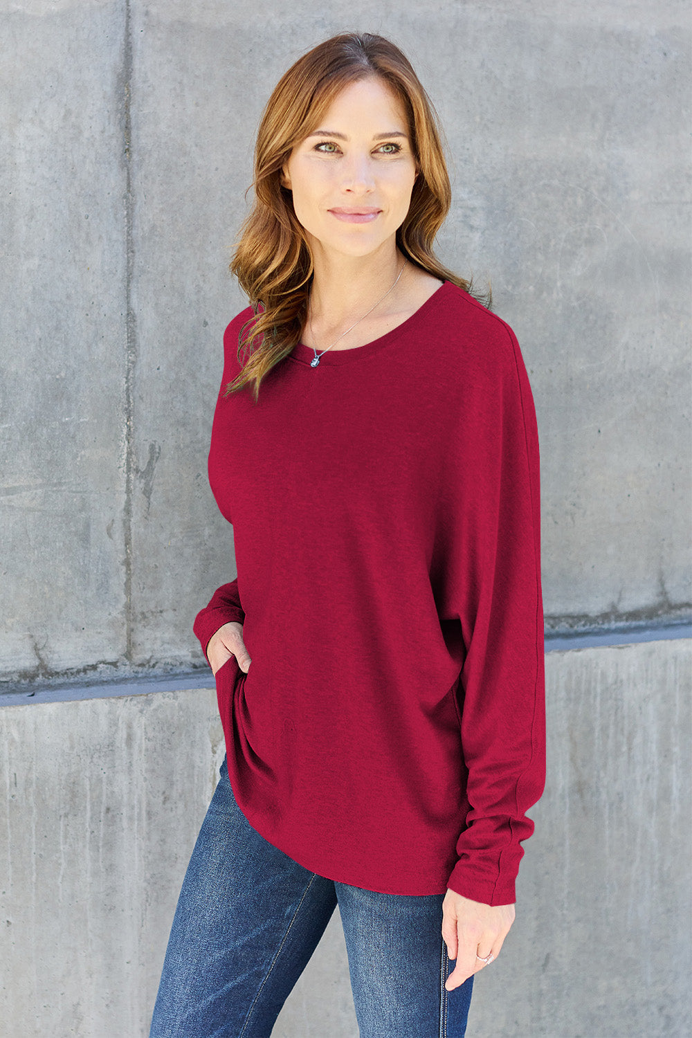 Riley - T-shirt à manches longues et col rond taille complète pour femme