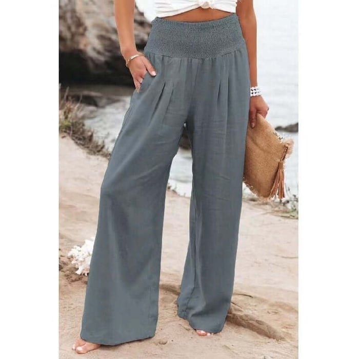 Jasmine - Pantalon décontracté à jambes larges en coton et lin