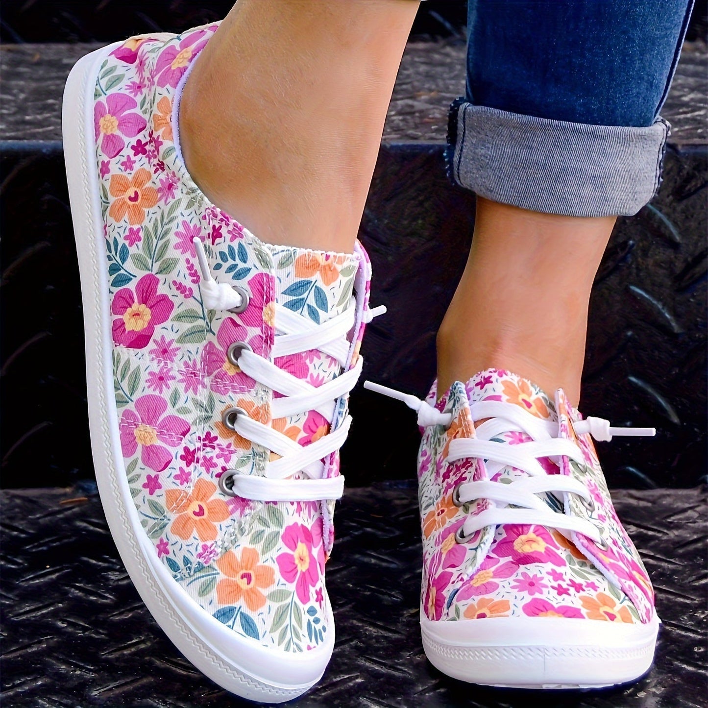 Camille - Baskets En Toile À Fleurs