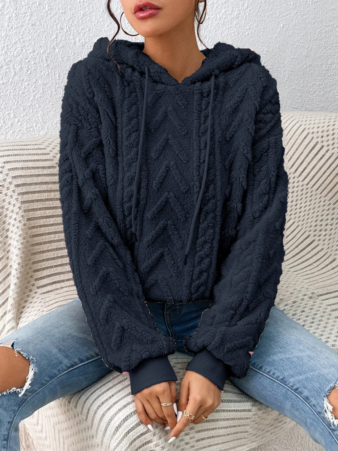 Aria - Sweat à capuche avec cordon de serrage et manches longues pour femme