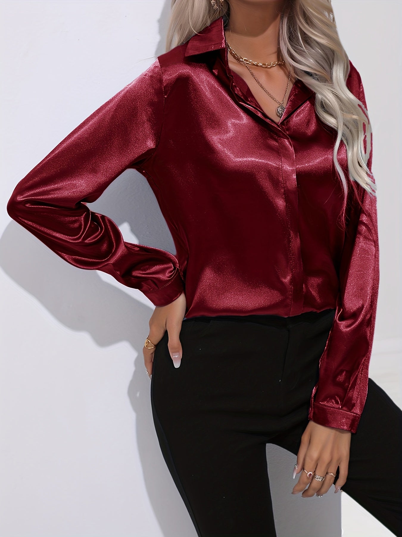 Elena - Blouse élégante en satin pour femme