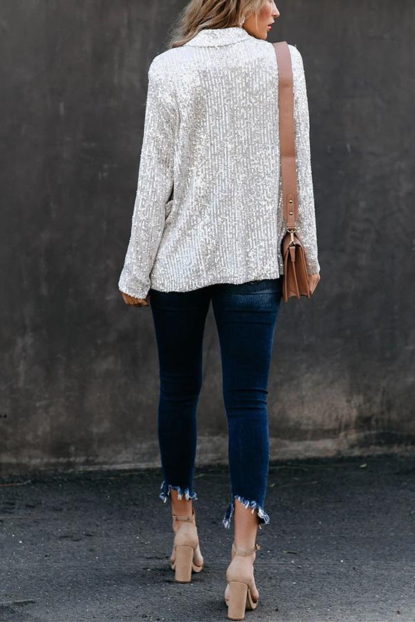 Lucie - Blazer moderne à manches longues avec paillettes pour femmes