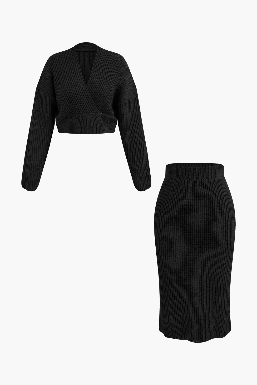 La Vie │ Ensemble pull et jupe à col en V