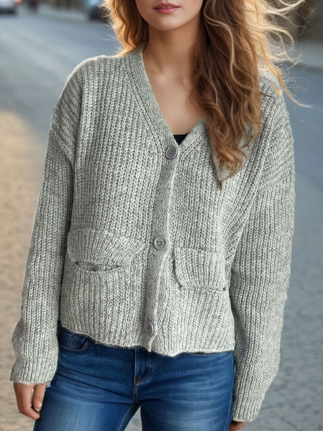 Lina - Cardigan boutonné à manches longues pour femme