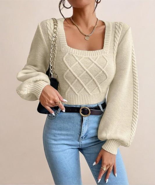 Lily - Pull en maille avec col carré pour femme