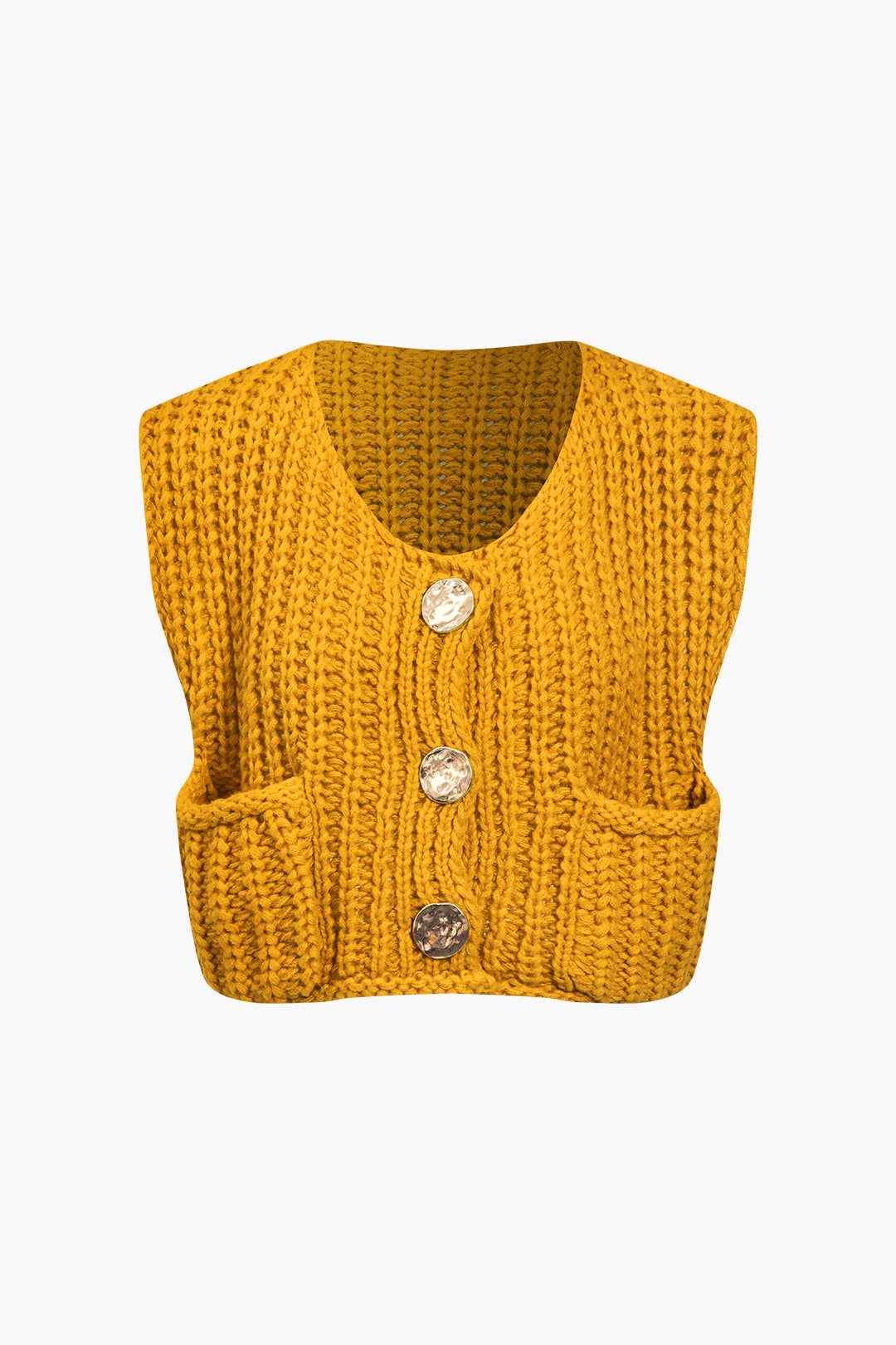 La Vie │ Gilet boutonné en tricot solide