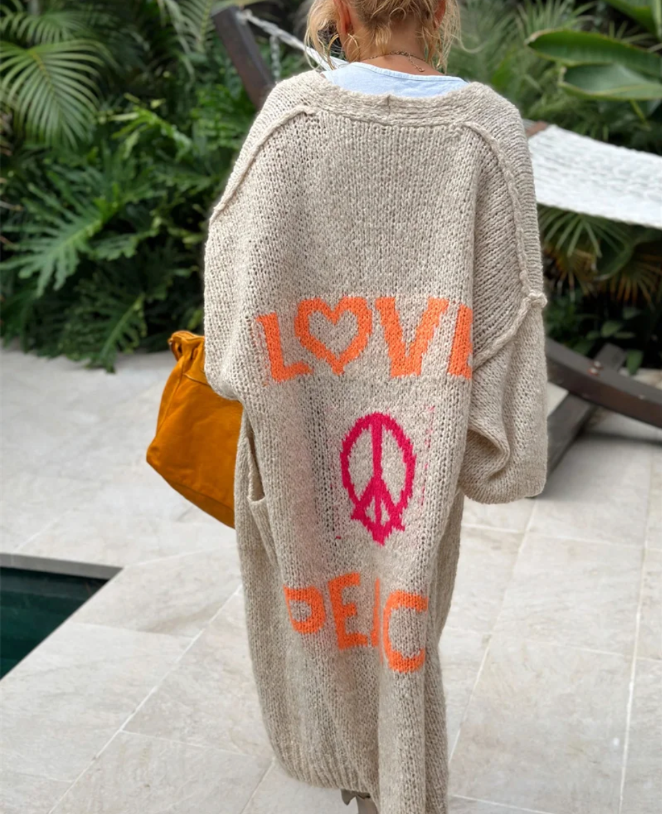 Ariana - Cardigan cosy paix et amour pour femme