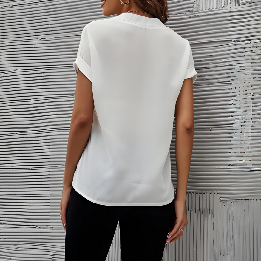 Elsa - Blanc Chemisier Chic à Col en V pour Femmes