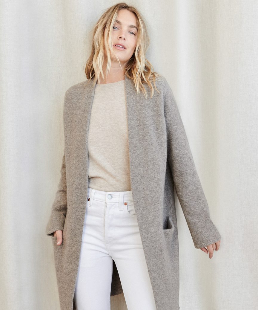 Manteau long à poches plaquées