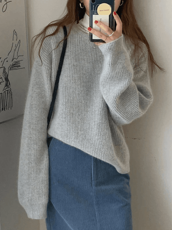 Lina - Pull minimaliste à col rond - Confortable pour femme