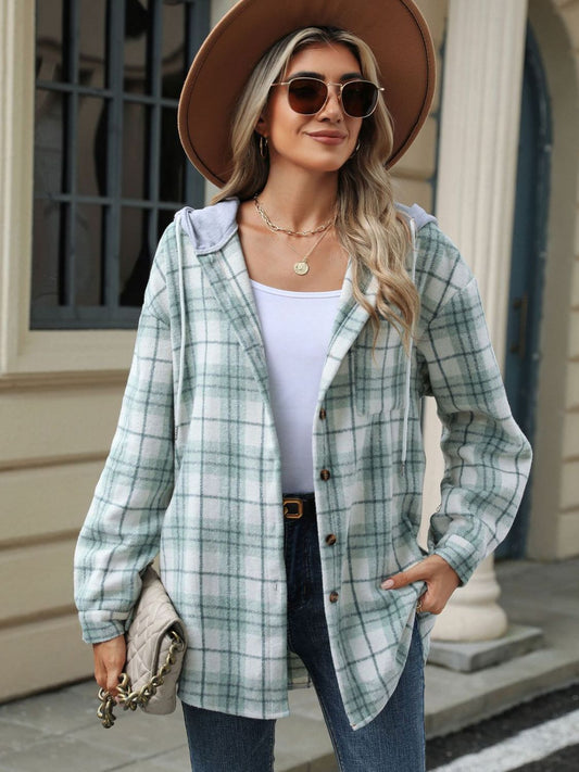 Mara - Veste à capuche avec motif à carreaux et cordon de serrage pour femme
