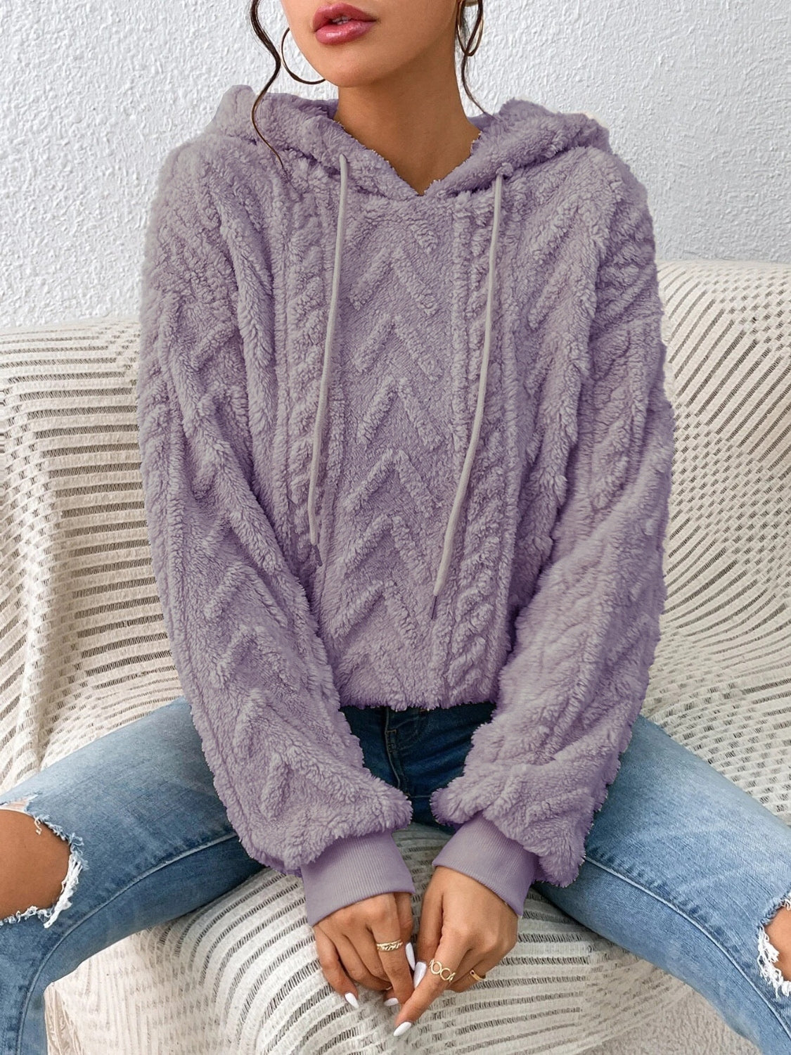 Aria - Sweat à capuche avec cordon de serrage et manches longues pour femme