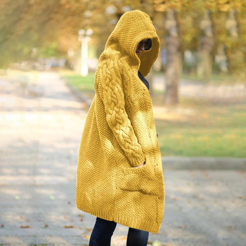 Cardigan Tricoté À Capuche