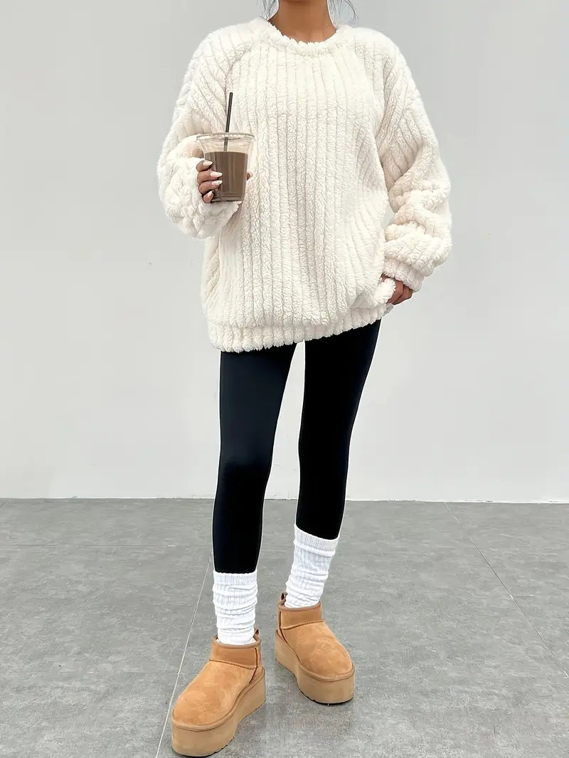 Mira - Blanc Pull côtelé douillet pour femme