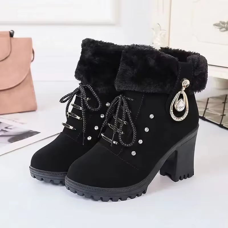 Bottes d'hiver élégantes pour femme avec talon