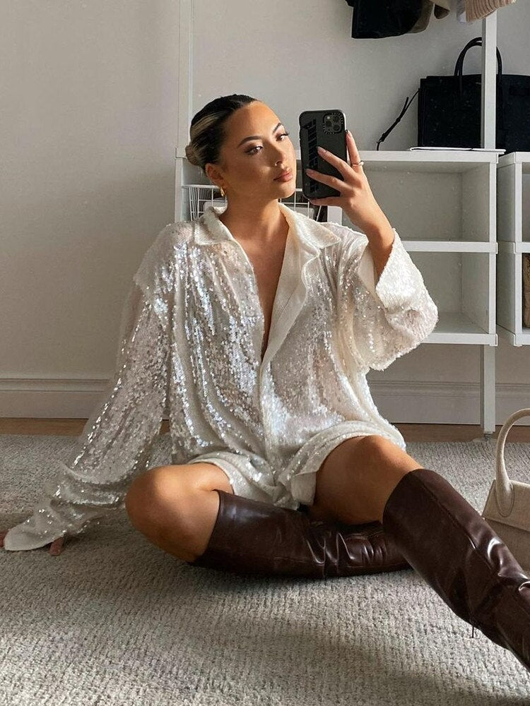 Julie - Blouse Oversize à Paillettes Stylée et Confortable pour l'Automne pour Femmes