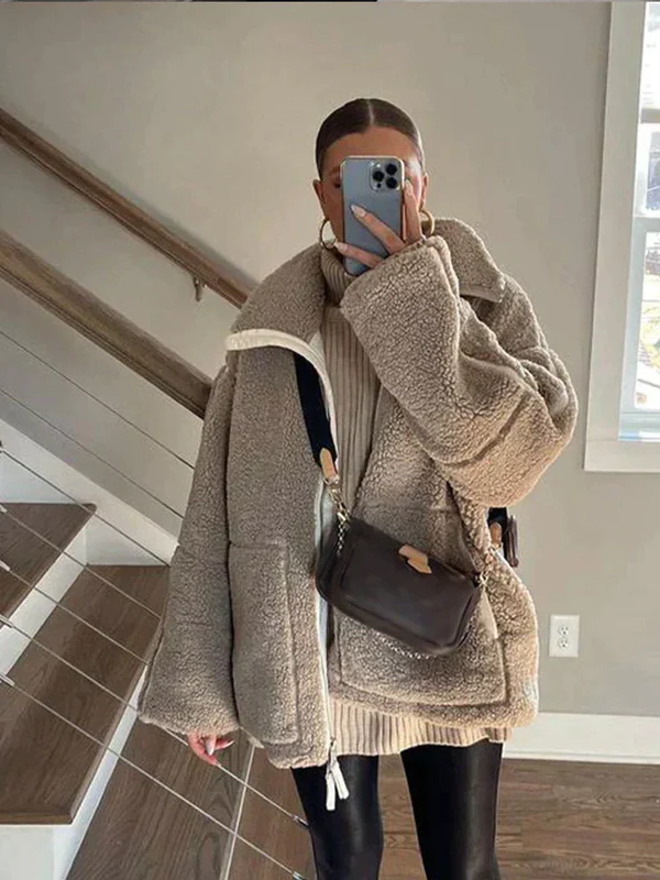 Veste zippée confortable à col montant