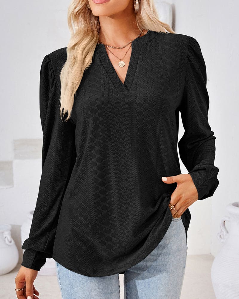 Lea - Haut en jacquard avec col en V pour femme