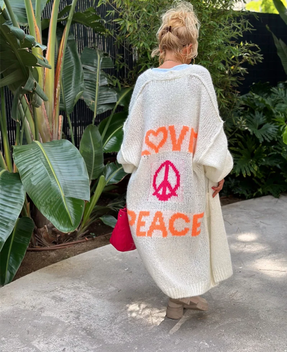 Ariana - Cardigan cosy paix et amour pour femme
