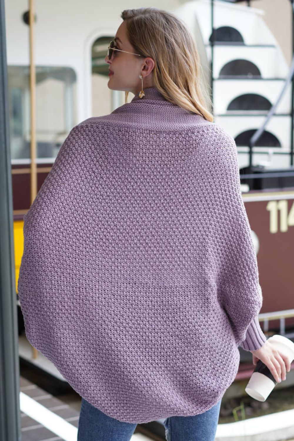 Liana - Long cardigan ouvert avec manches dolman pour femme