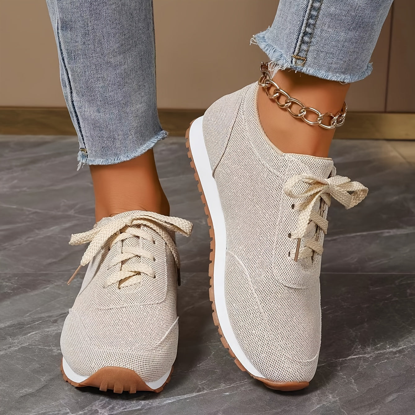 Léa - Baskets Beige Pour Femme