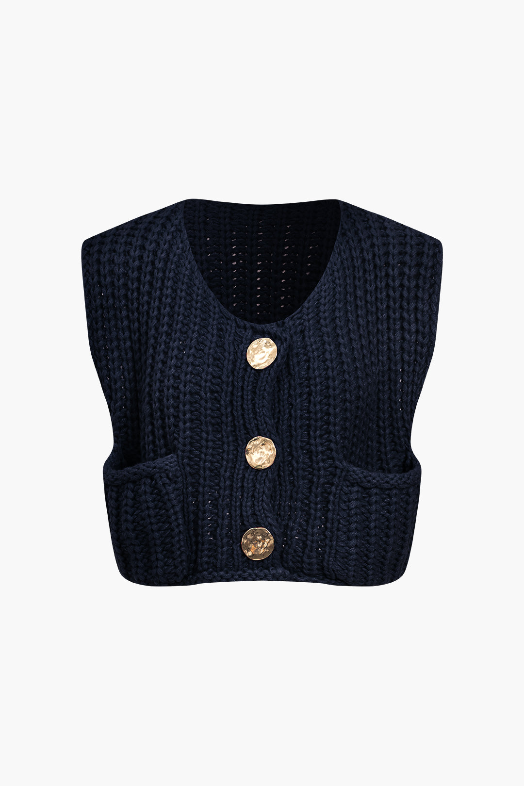 La Vie │ Gilet boutonné en tricot solide