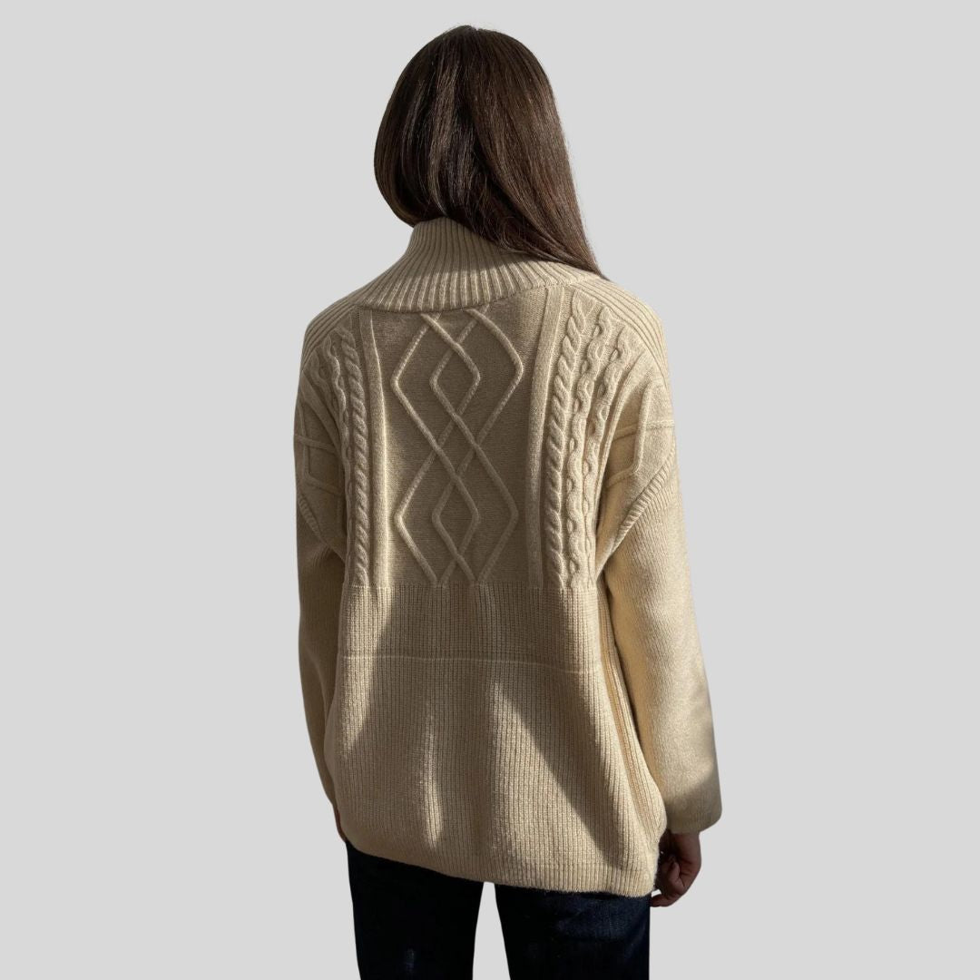 Hanna - Pull à col roulé avec torsades géométriques