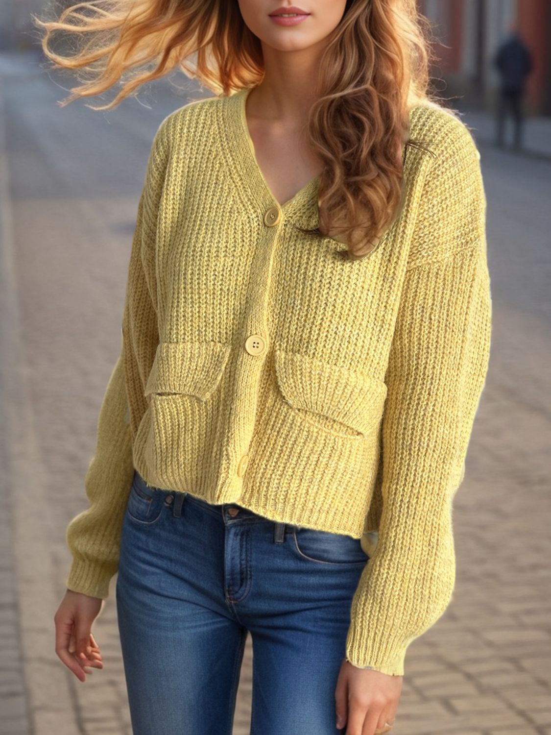 Lina - Cardigan boutonné à manches longues pour femme