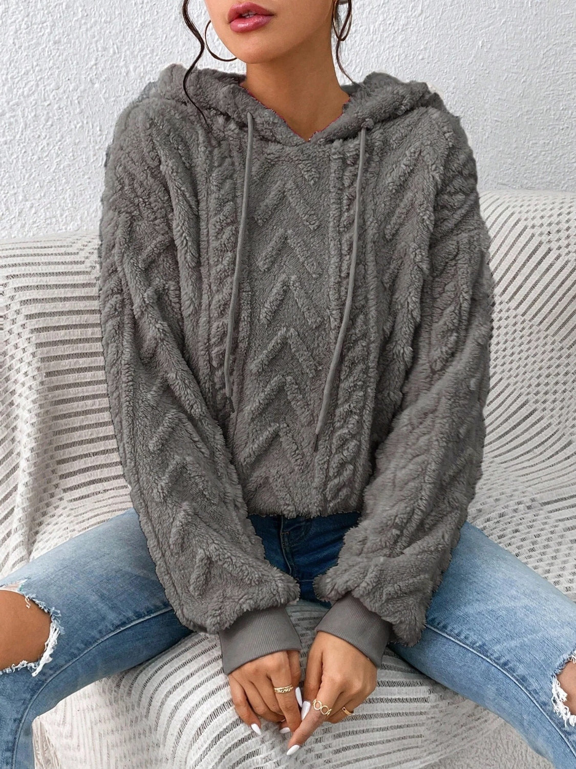 Aria - Sweat à capuche avec cordon de serrage et manches longues pour femme