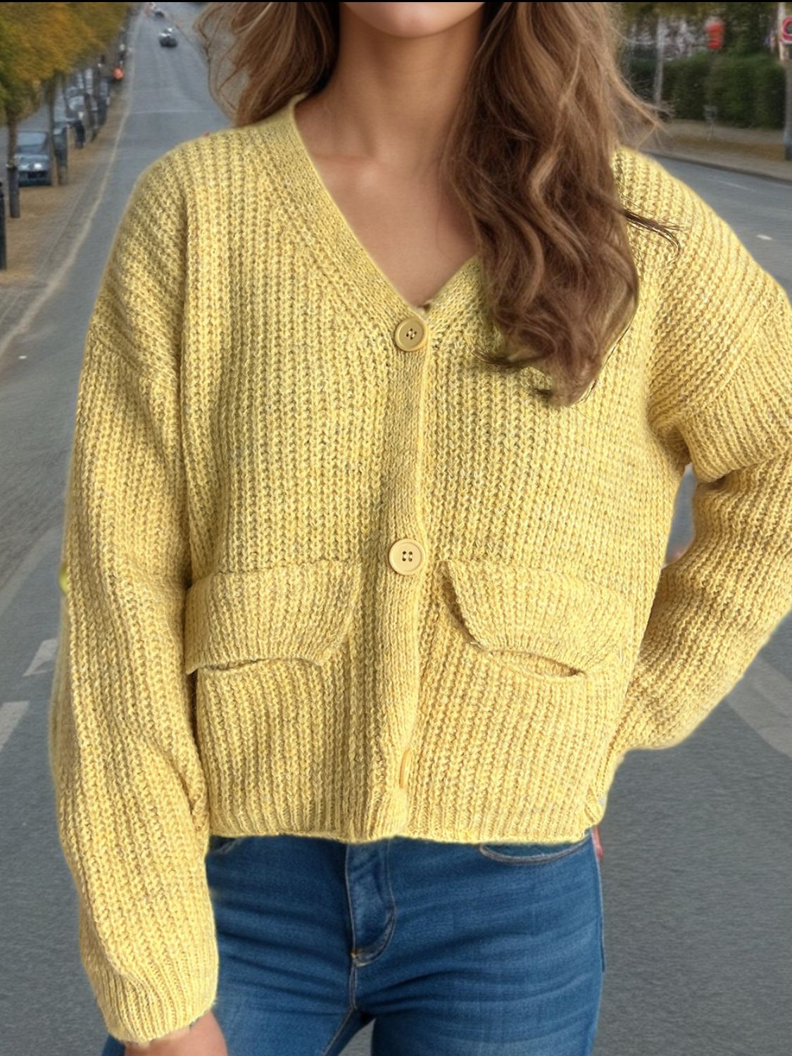 Lina - Cardigan boutonné à manches longues pour femme