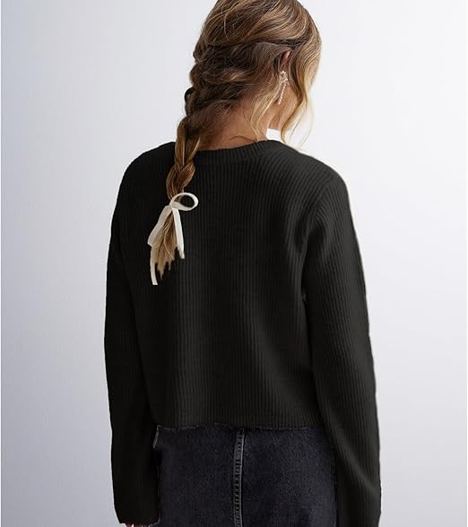 Eva - Cardigan en maille ample avec manches longues et lacets pour femme