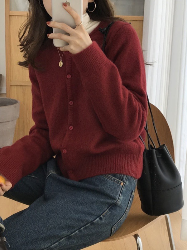 Cardigan tricoté multicouche à col rond