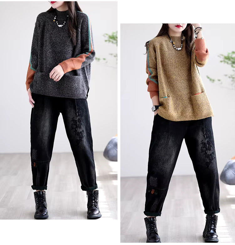 Pull tricoté élégant avec poches pour un usage quotidien