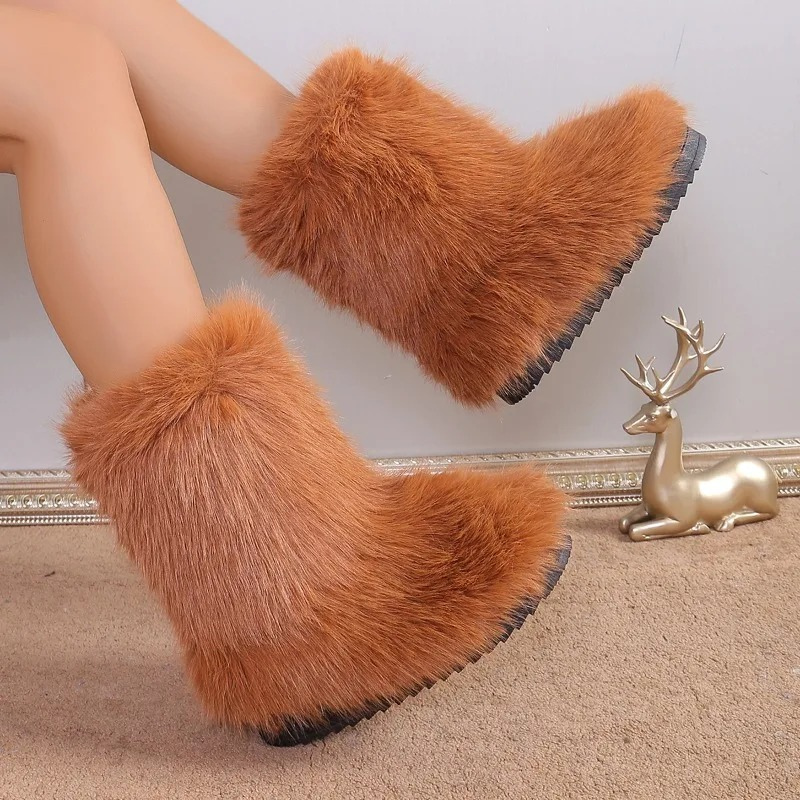 Clémentine - Bottes d'hiver en fausse fourrure antidérapantes et doublées respirantes