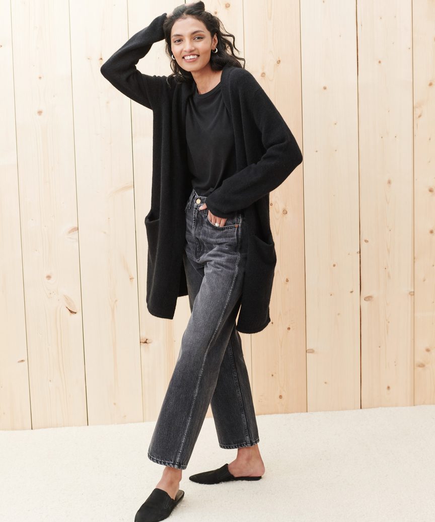 Manteau long à poches plaquées