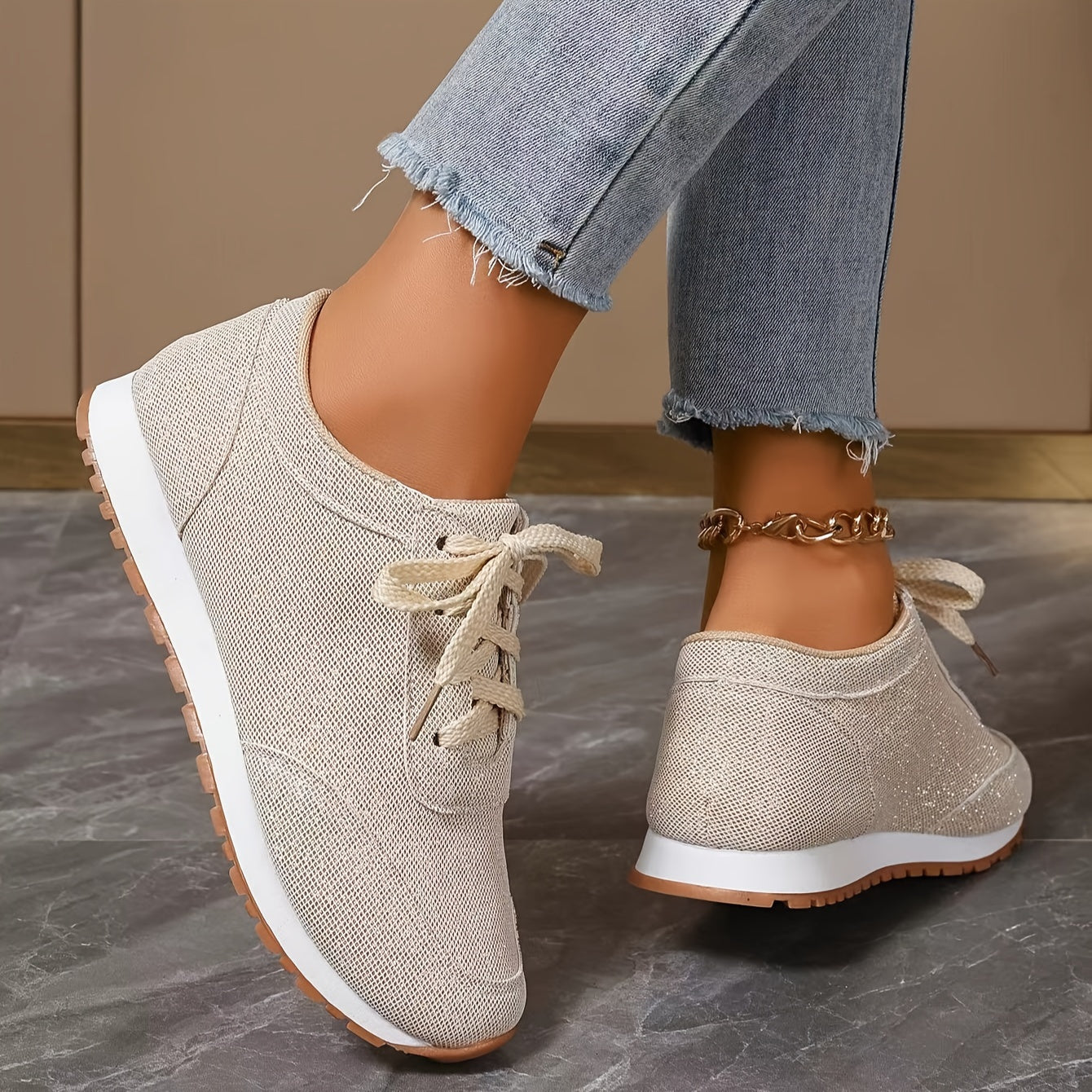 Léa - Baskets Beige Pour Femme