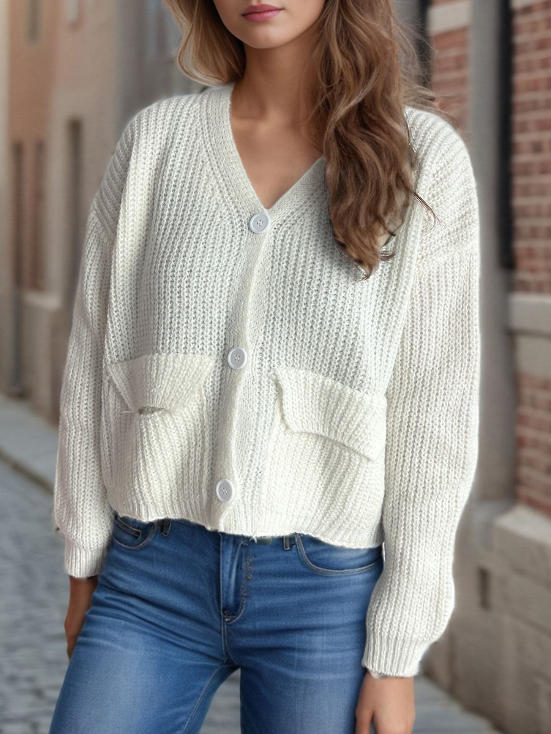 Lina - Cardigan boutonné à manches longues pour femme