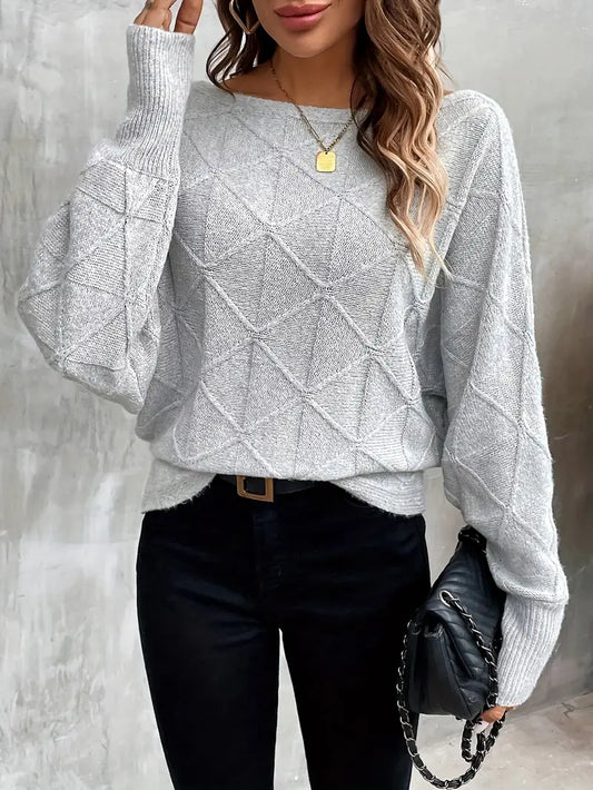 Nora - Gris Pull en maille texturée pour femme