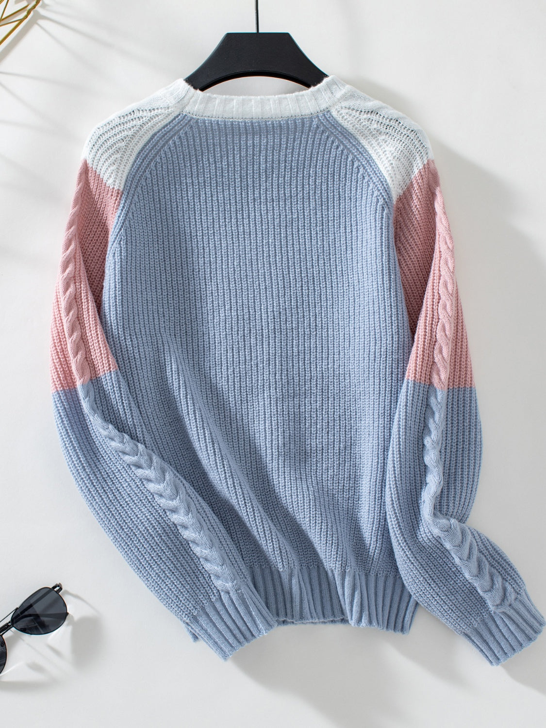 Mila - Pull à manches longues et col rond à blocs de couleurs pour femme