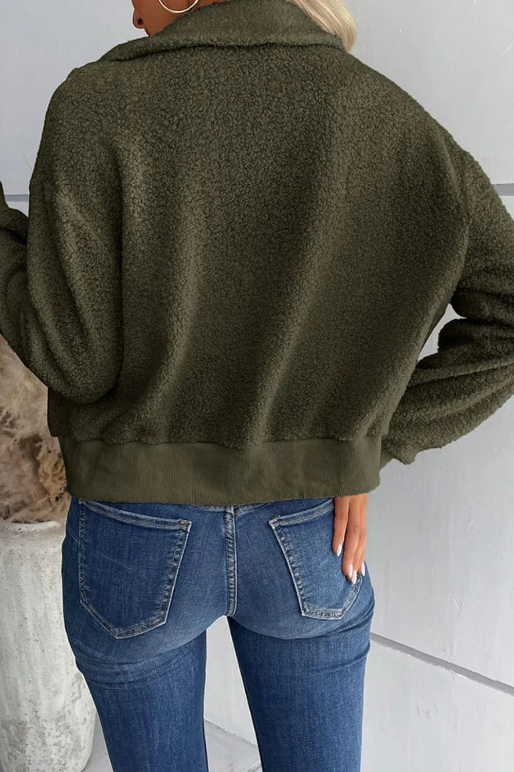Veste douillette avec fermeture éclair et col élégant