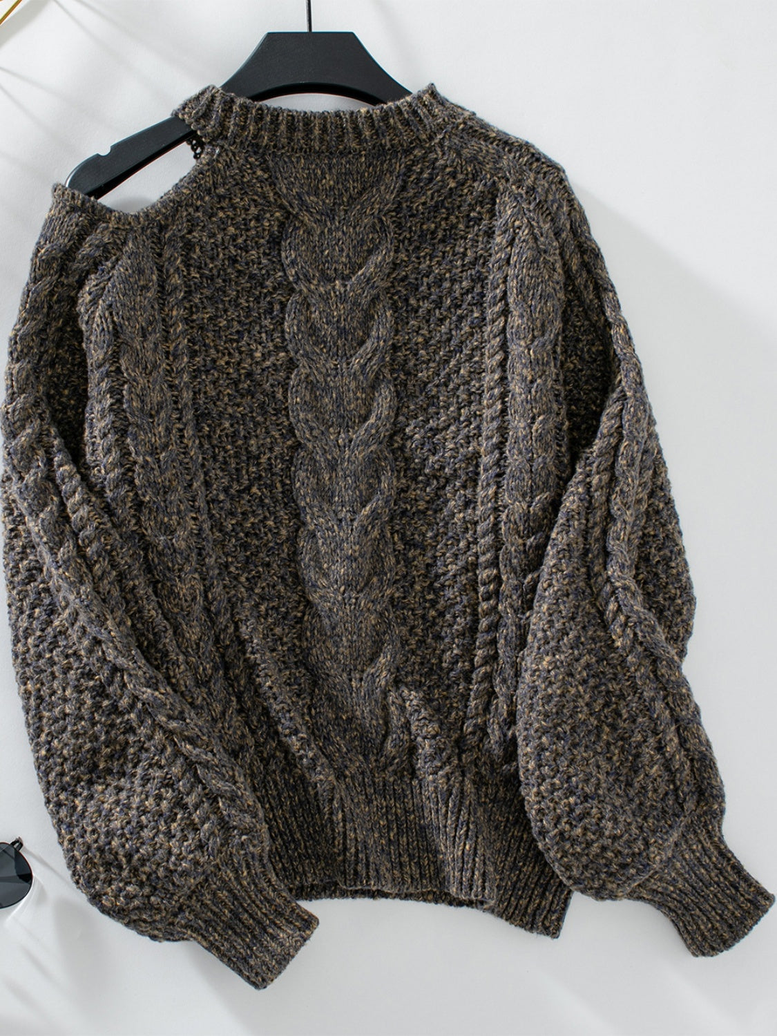 Elise - Pull en maille torsadée avec épaules dénudées et col rond pour femme