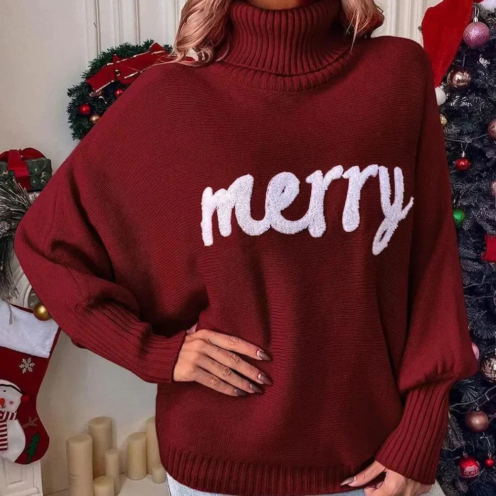 Emerie - Pull à Col Roulé Festif et Chaleureux pour Femmes