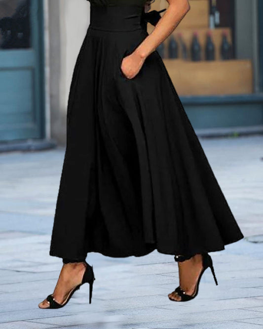 Elsie - Jupe décontractée pour femmes avec ceinture et nœud