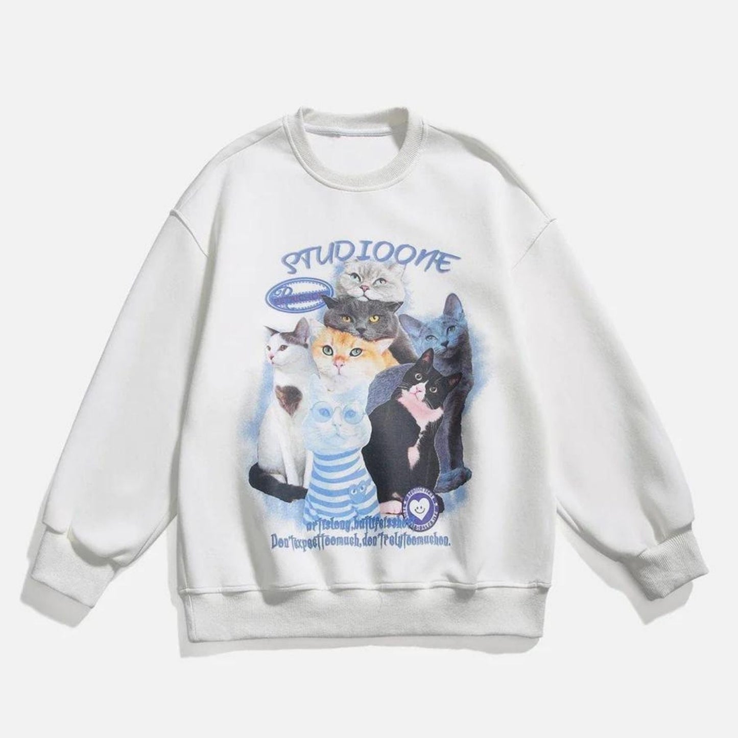 Arietty - Sweat-shirt décontracté en coton avec motif de chats