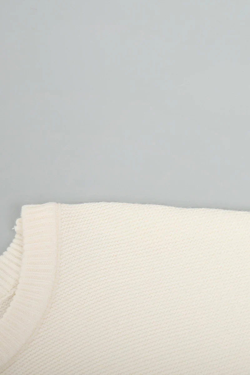 Pull décontracté tissé à col rond