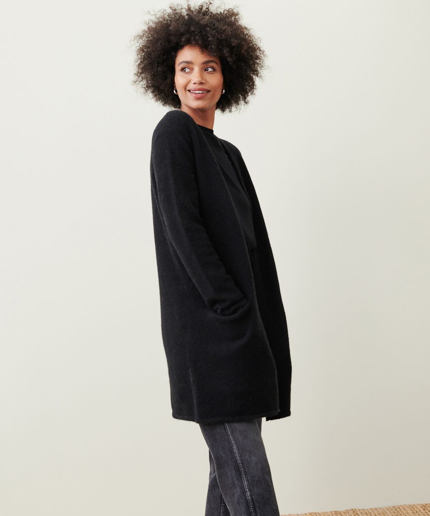 Manteau long à poches plaquées