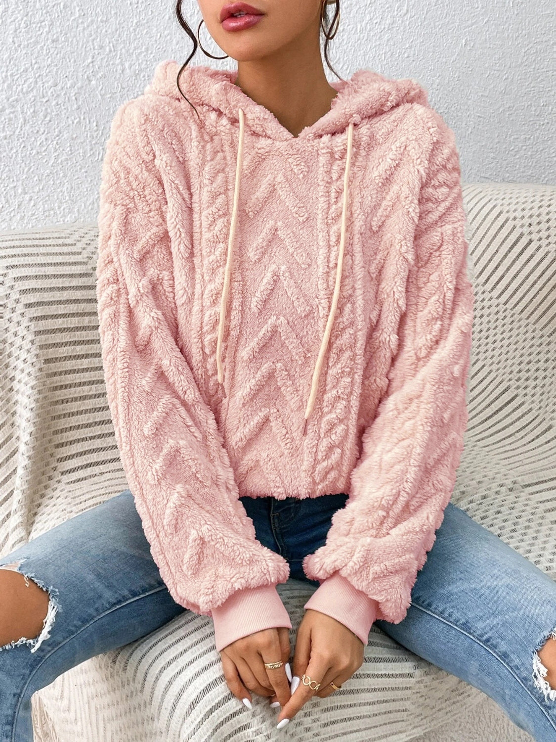 Aria - Sweat à capuche avec cordon de serrage et manches longues pour femme