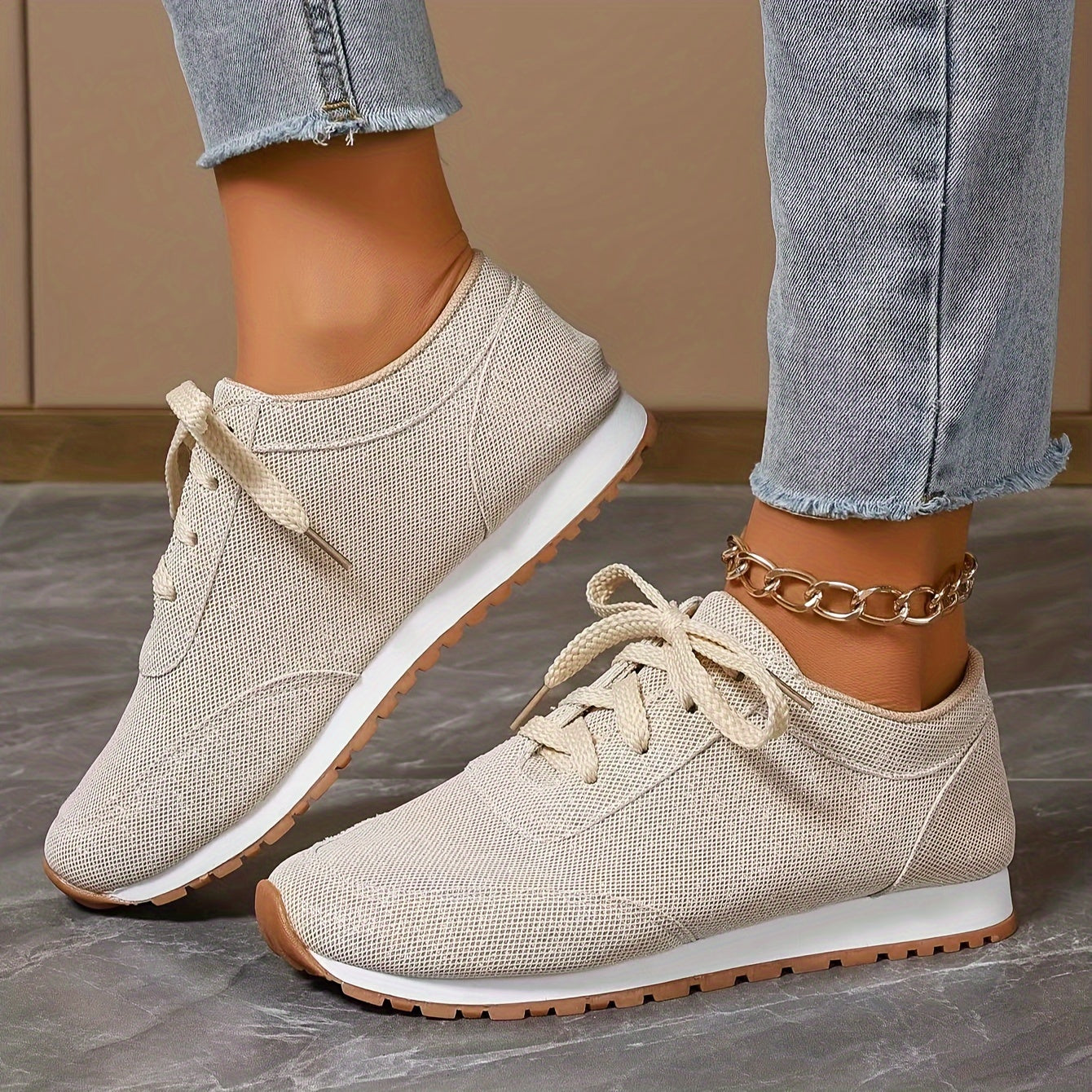 Léa - Baskets Beige Pour Femme