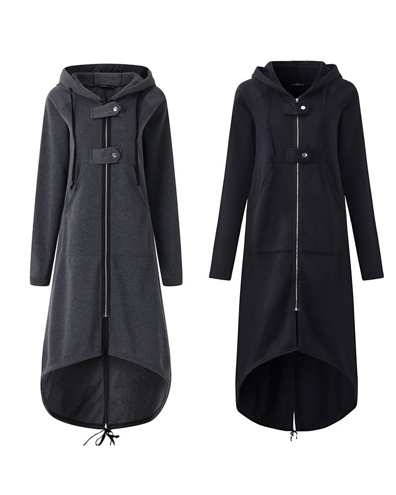 Manteau long à capuche avec zip - Abber